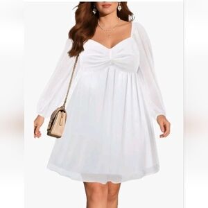 Pinup Fashion Sweetheart Mini Dress 20W White Chiffon Fairy Whimisical Girl Nwt